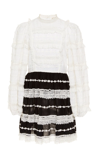 Shop Ulla Johnson Amour Mini Dress In Black/white