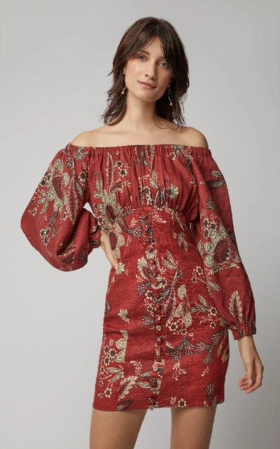 Shop Zimmermann Juno Cotton Off-the-shoulder Dress In Floral