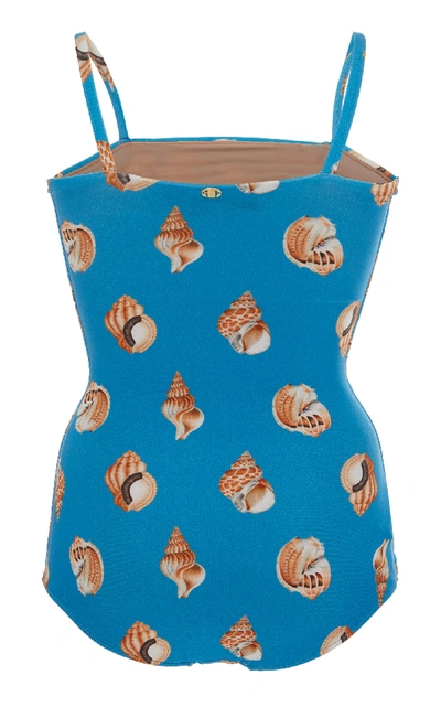 Shop Adriana Degreas Printed Ruched One-piece Swimsuit In Blue