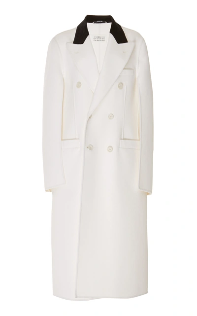 Shop Maison Margiela Cape Wool-blend Midi Coat In White