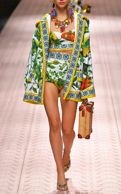Shop Dolce & Gabbana Pepper-print Satin Bathrobe In Floral