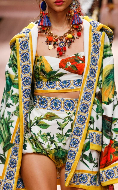 Shop Dolce & Gabbana Pepper-print Satin Bathrobe In Floral