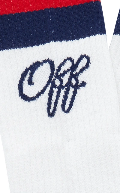 Shop Off-white Ribbed Logo-intarsia Socks In White