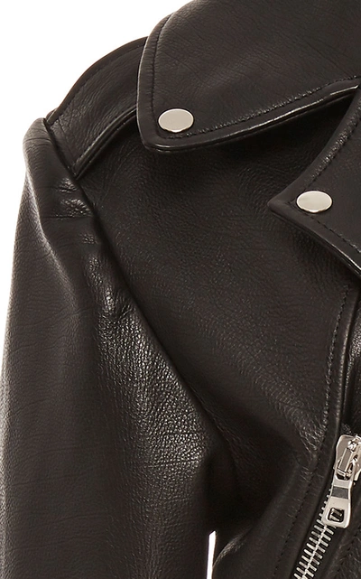 Shop Monse Twisted Leather Biker Jacket In Black