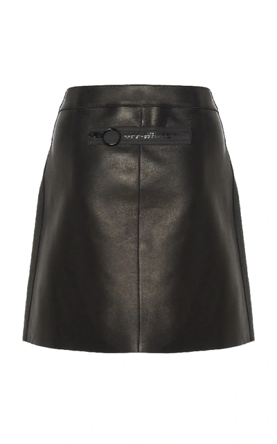 Shop Off-white Leather Mini Skirt In Black