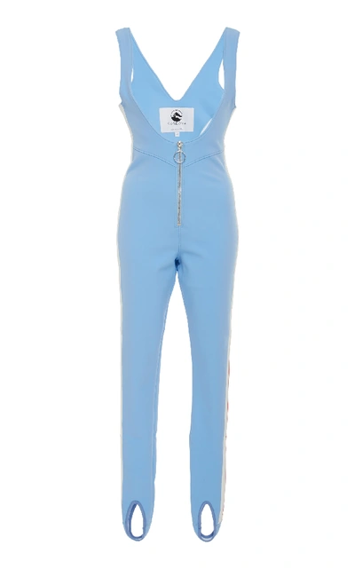 Shop Cordova Vail Striped Stretch-shell Stirrup Jumpsuit In Blue