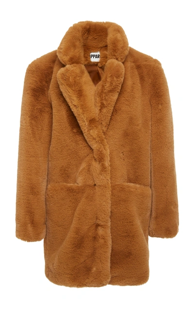 Shop Apparis Sophie Faux Fur Coat In Brown