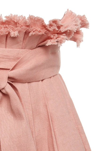 Shop Alexis Jolan Tie-front Pleated Linen Shorts In Pink