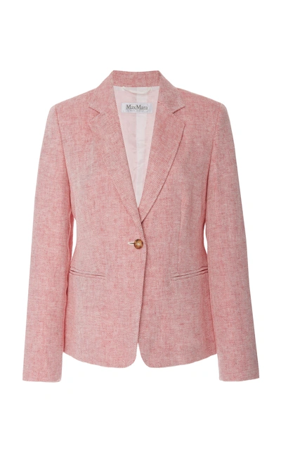 Shop Max Mara Tailored Linen Blazer In Red