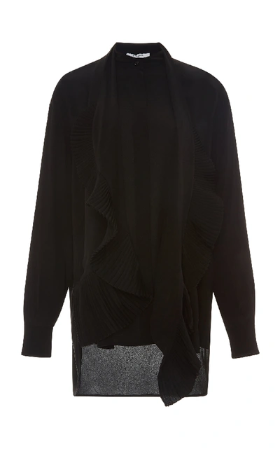Shop Givenchy Scarf Neck Silk Georgette Shirt In Black