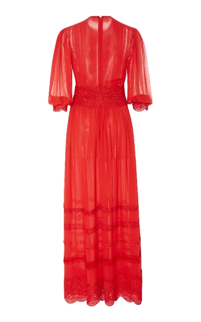 Shop Costarellos Silk Chiffon Maxi Dress In Red