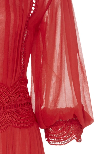 Shop Costarellos Silk Chiffon Maxi Dress In Red