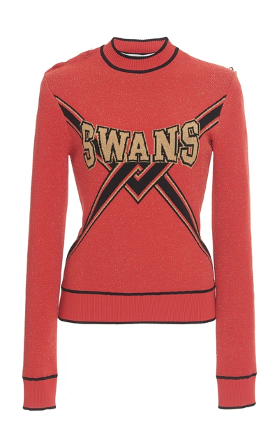 Shop Off-white Knit Swans Crewneck In Red