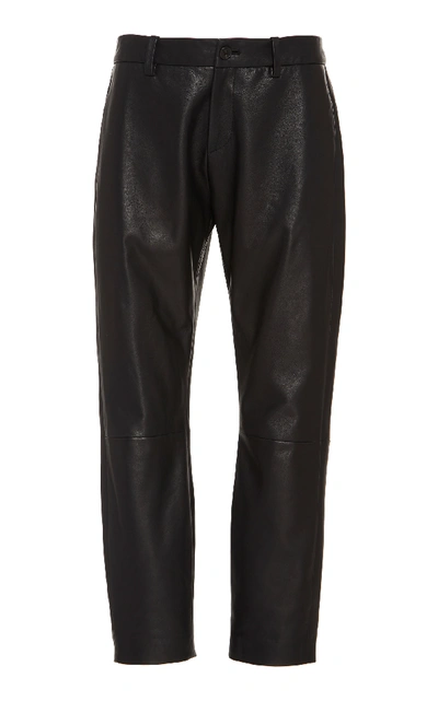 Shop Nili Lotan Tel Aviv Cropped Lambskin Pants In Black