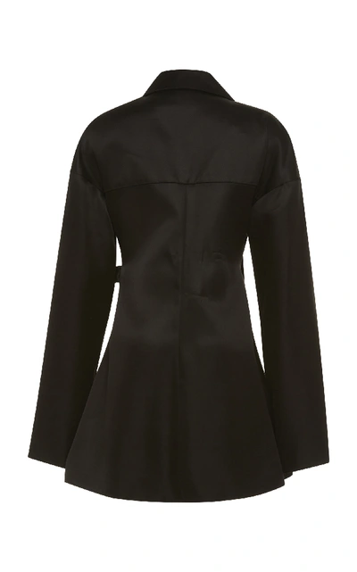 Shop Marina Moscone Waist-tie Silk-satin Jacket In Black