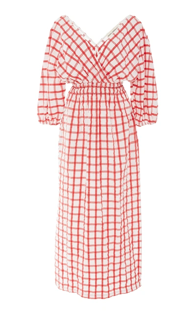 Shop Mara Hoffman Nami Plaid Cotton Maxi Dress In Print