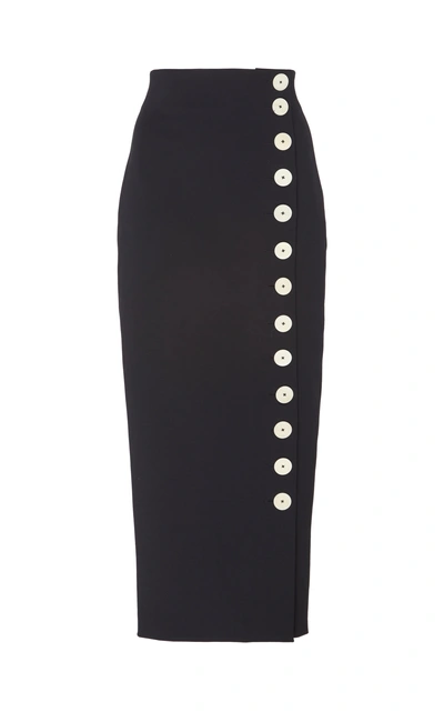 Shop A.w.a.k.e. Button-detailed Cotton-blend Midi Skirt In Black