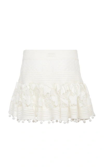 Shop Zimmermann Corsage Embellished Mini Skirt In White