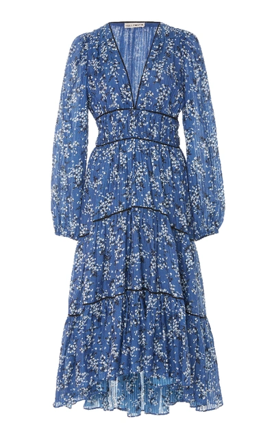 Shop Ulla Johnson Joan Cotton-silk Dress In Blue