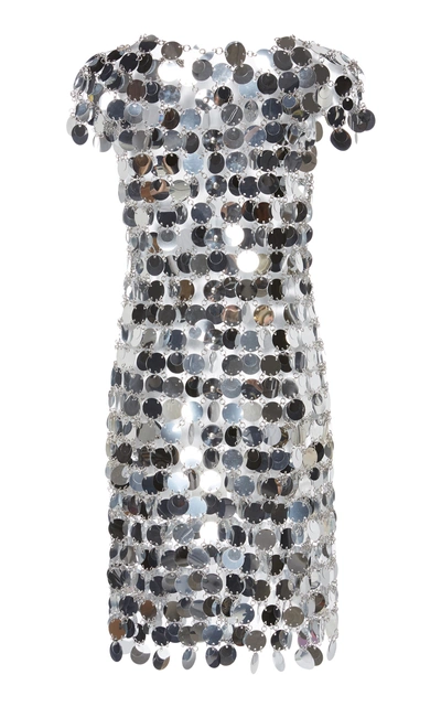 Shop Rabanne Sequin Chainmail Mini Dress In Silver