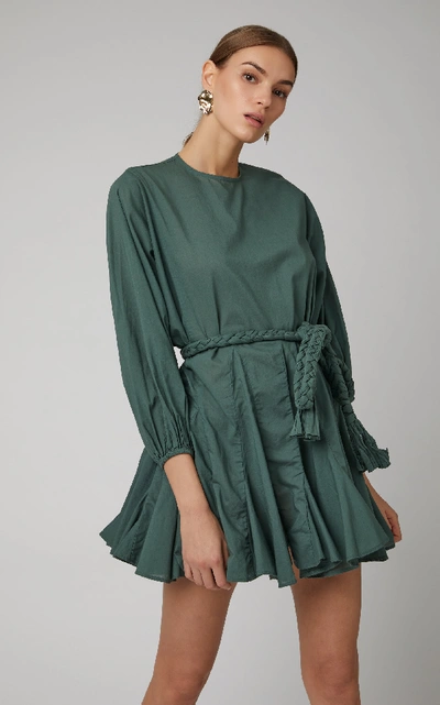 Shop Rhode Exclusive Ella Cotton-gauze Mini Dress In Green