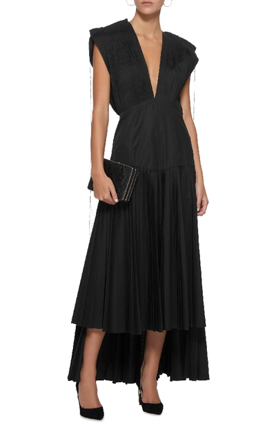 Shop Khaite Theodora Pleated Dress In Black