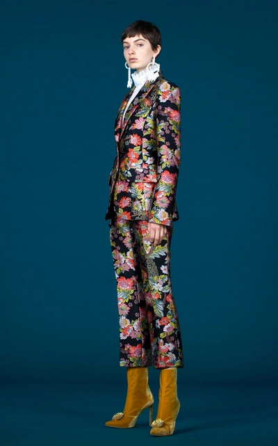 Shop Andrew Gn Floral-jacquard Blazer