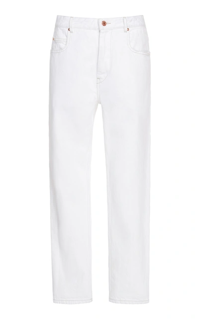 Shop Isabel Marant Étoile Neaj Mid-rise Straight-leg Jeans In White