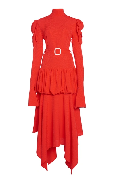 Shop Materiel Draped Belted Dress In Red