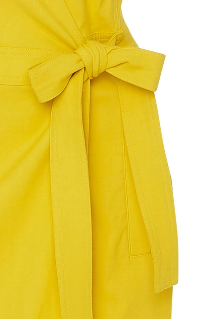 Shop A.l.c Walker Ruffled Linen-blend Wrap Dress In Yellow