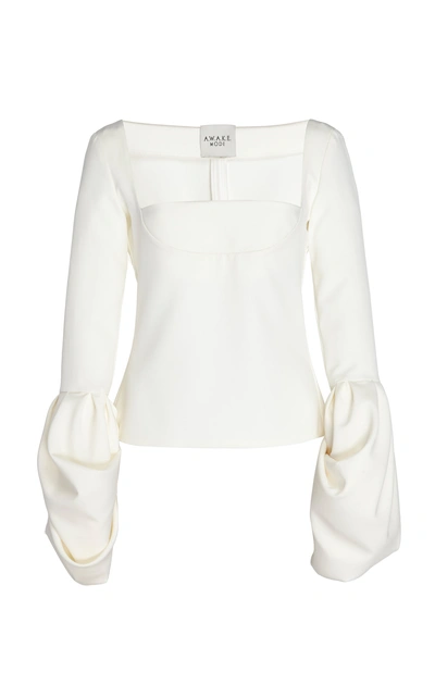 Shop A.w.a.k.e. Fitted Puff Crepe Top In White