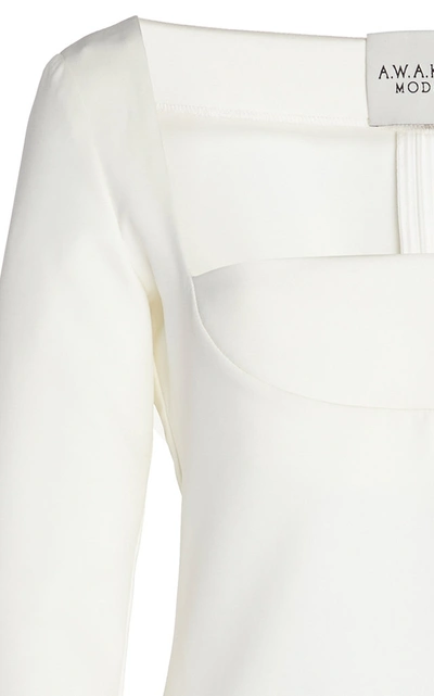 Shop A.w.a.k.e. Fitted Puff Crepe Top In White