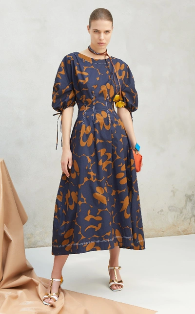 Shop Marni Printed Cotton Midi Dress