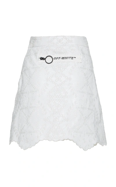 Shop Off-white Embossed-leather Mini Skirt In White