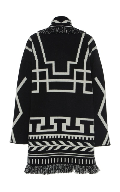 Shop Alanui Native Two-tone Belted Cashmere Cardigan In Black