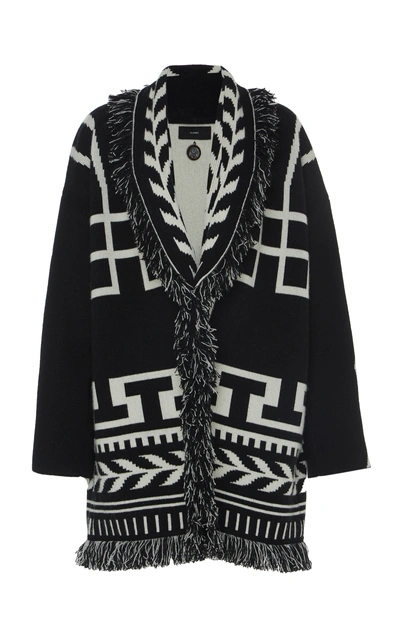 Shop Alanui Native Two-tone Belted Cashmere Cardigan In Black