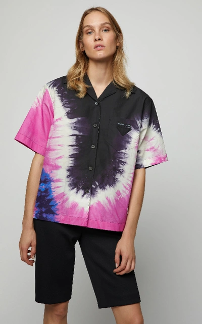 Shop Prada Tie-dye Cotton Shirt In Multi