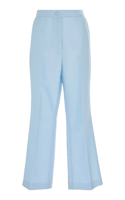 Shop Partow Hadley Wool-silk Cropped Pants In Blue