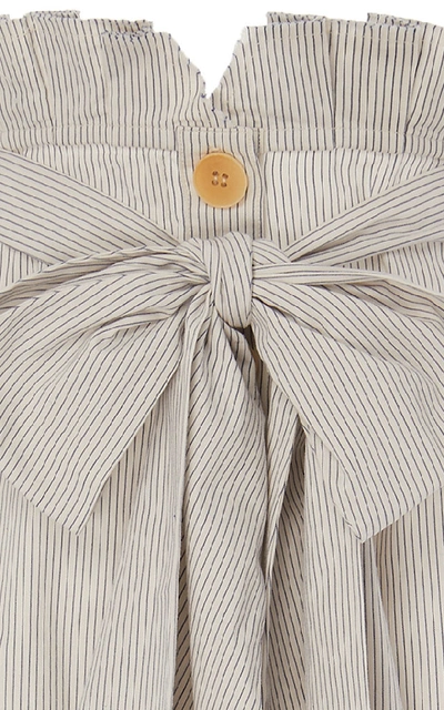 Shop Also Corinne Tie-detailed Cotton-poplin Midi Skirt In Stripe