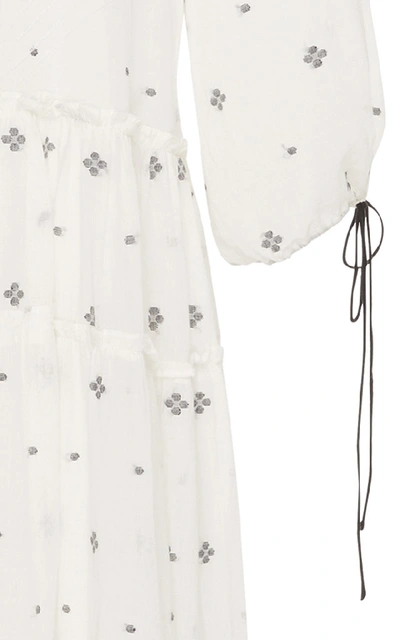 Shop Anaak Fay Tie-detailed Embroidered Cotton Maxi Dress In White