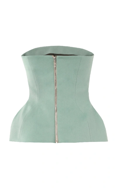 Shop Lake Studio Strapless Wool Corset Top In Green