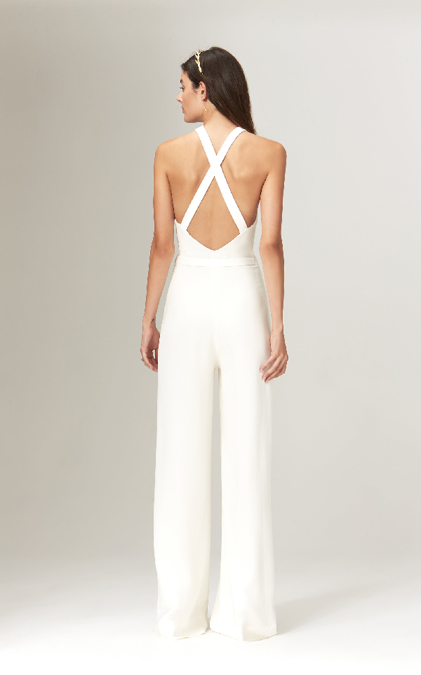 white crepe jumpsuit