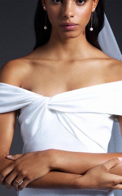 Shop Cushnie Bridal Candice Off Shoulder Bodice Gown With Train In White