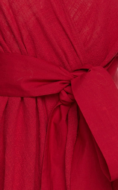 Shop Kalita Gaia Wrap-effect Cotton-gauze Mini Dress In Red