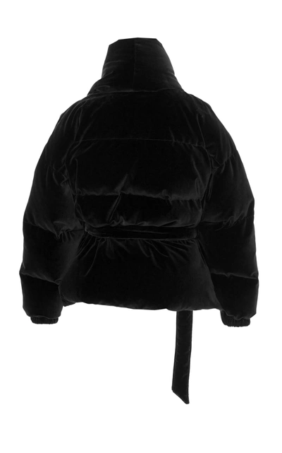 Shop Alexandre Vauthier Oversized Belted Velvet Puffer Jacket In Black