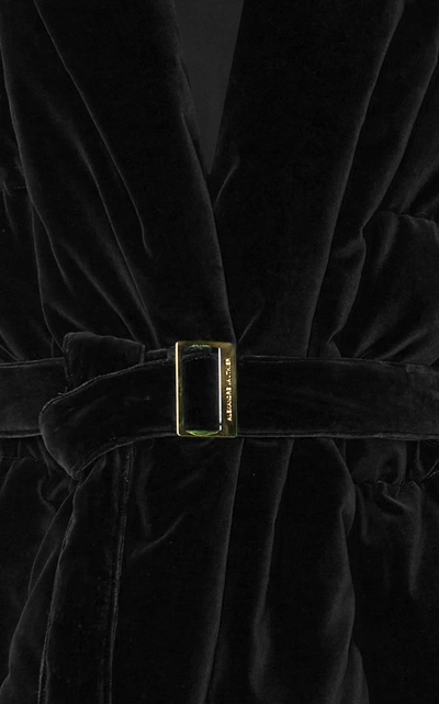 Shop Alexandre Vauthier Oversized Belted Velvet Puffer Jacket In Black