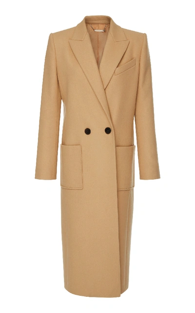 Shop Givenchy Double-breasted Wool-felt Maxi Coat In Neutral