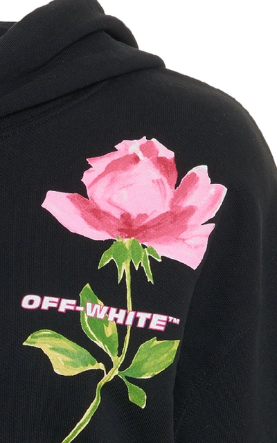 Shop Off-white Printed Cotton-jersey Hooded Sweatshirt In Black