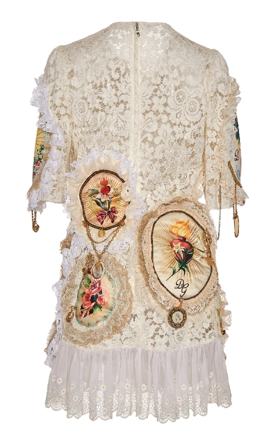 Shop Dolce & Gabbana Embroidered Eyelet Lace Mini Dress In Floral