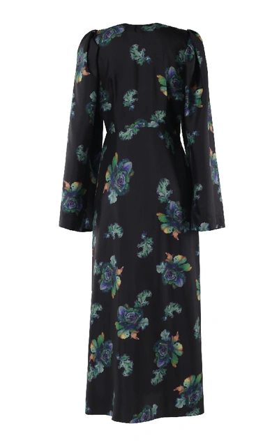 Shop Lake Studio Floral-print Silk Midi Dress